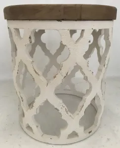 DA Lattice Solid Timber Round Side Table thumbnail 1