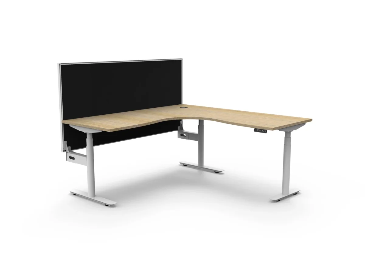RL Halo Plus Motorized Height Adjustable Corner Workstation with SHUSH30 Screen