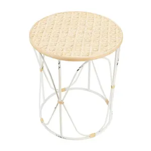 DA Bamboo Weave Top Iron Base Side Table - Set of 2 thumbnail 2