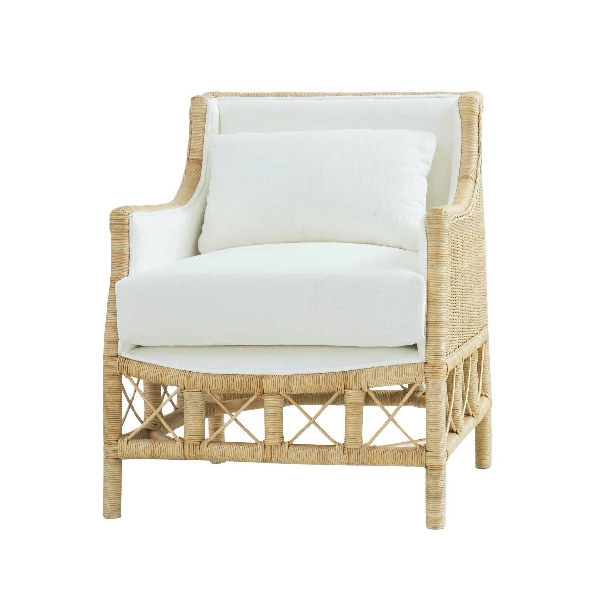 CR Rabana Natural Rattan Fabric Upholstered Armchair