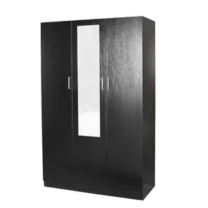 HE Randwick 3 Door 4 Shelf Cupboard with Mirror and Hanging Rail thumbnail 1