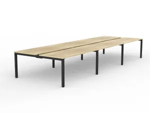 OL Axis 6-User Double Sided Workspace – Oak Top with Black Frame thumbnail 2