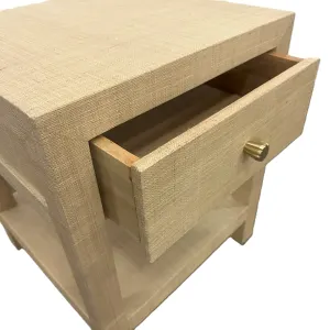 CR Kagu Solid Timber Raffia Finish 1 Drawer Bedside Table thumbnail 5