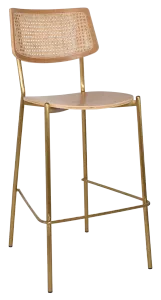 EZ Texas Metal Leg Rattan Back Barstool - Natural thumbnail 2