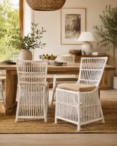 CR Roma Natural Rattan Fabric Seat Dining Chair thumbnail 7