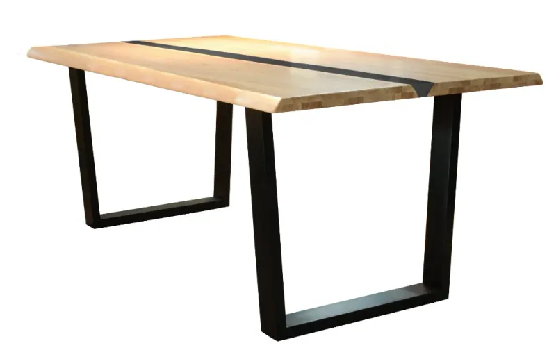 Dorian Dining Table 200cm, Solid Rubberwood, Black Legs