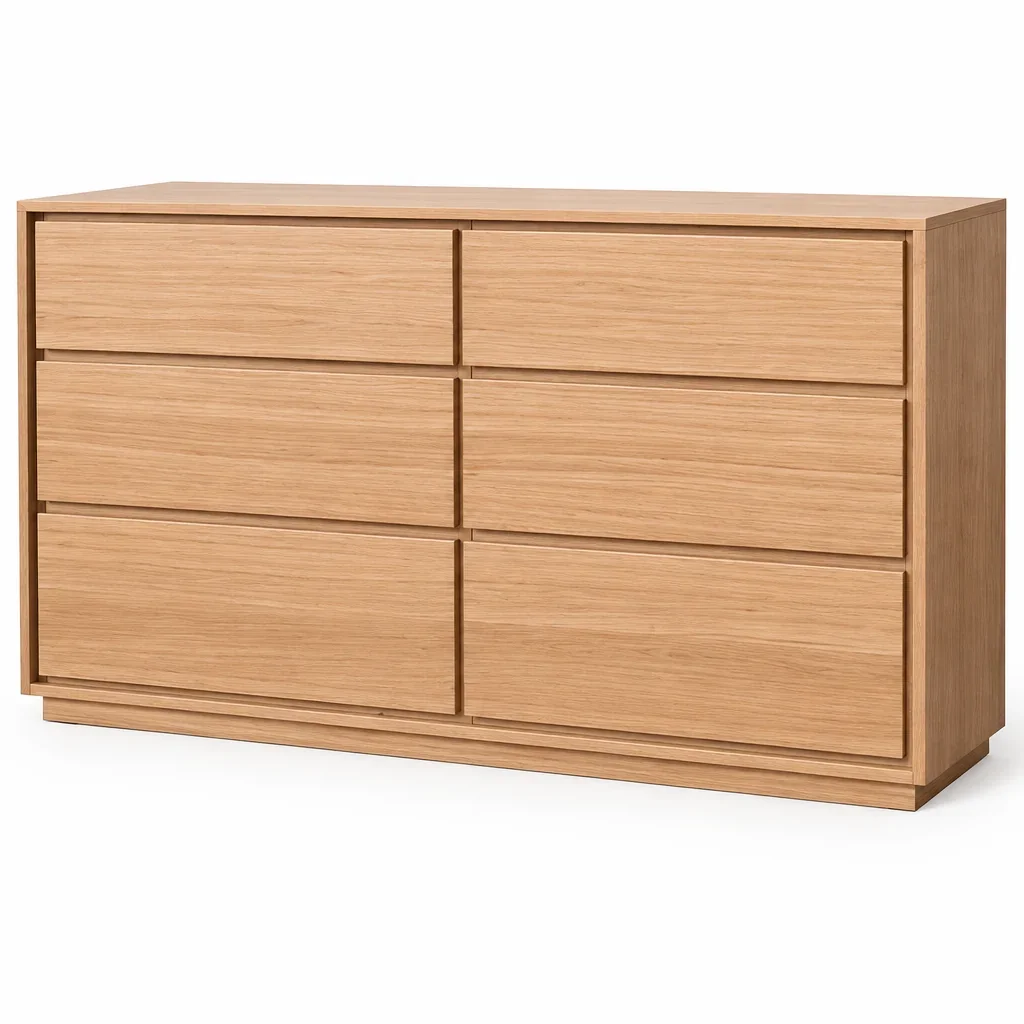 MD Moni Solid Timber Low Chest with 6 Drawers
