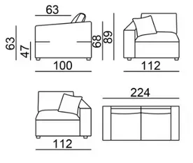 EL Hilton Fabric Sofa 3 Seater
