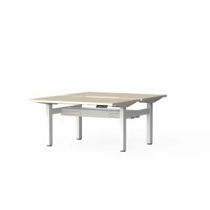 OL Klass Electric Height Adjustable Share Desk - New Oak Ravine Top White Fame thumbnail 3