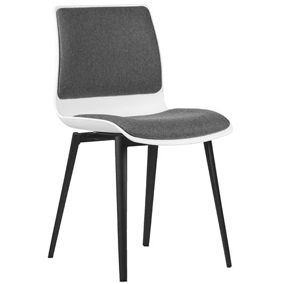 ST Pod Black Metal Leg Upholstered White Plastic Shell Hospitality Chair