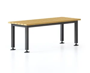 RL Teak Timber Slat Top Metal Leg Bench Seat thumbnail 1