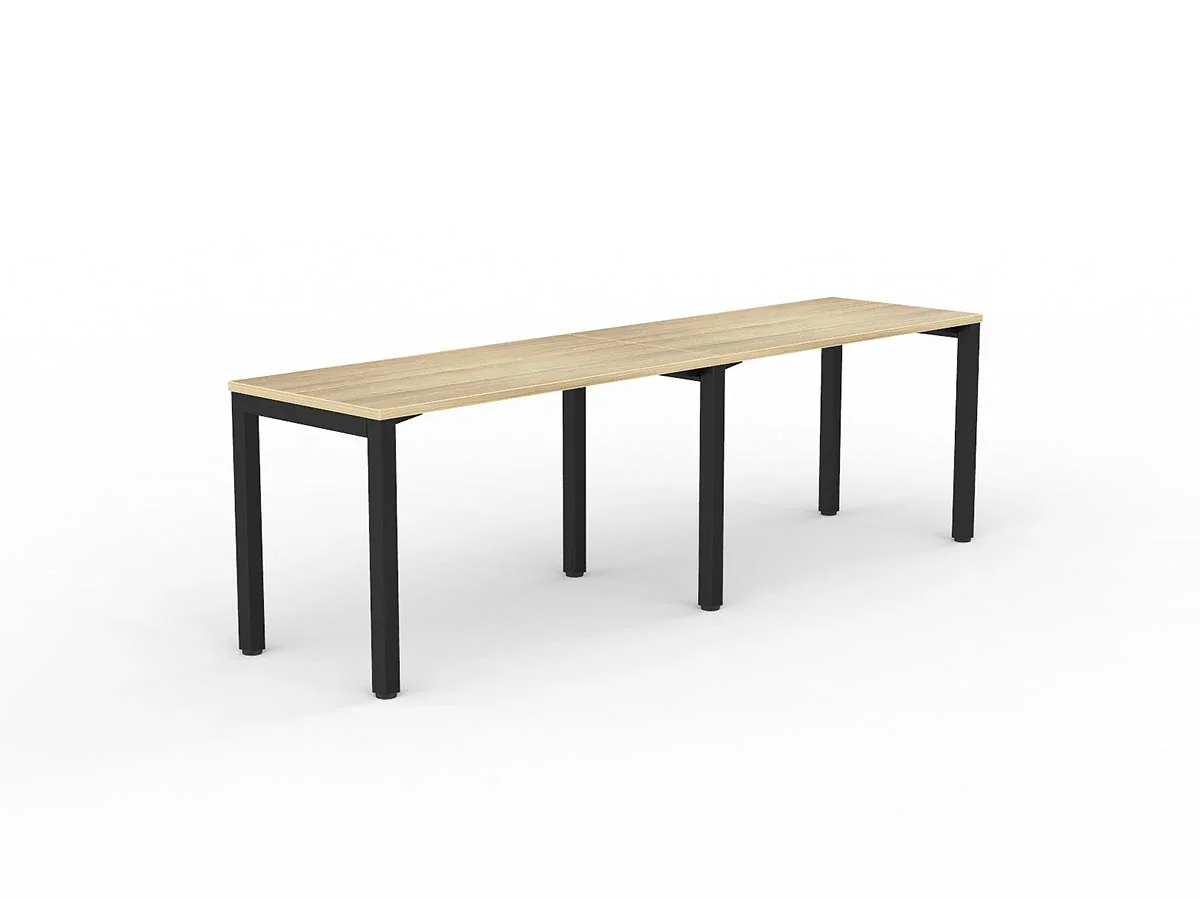 OL Axis 2-User Single Sided Desk – Oak Top Black Frame