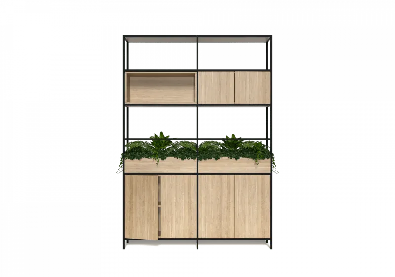 OL Rhodes 6 Door 2 Bay Credenza with 6 Planter Box