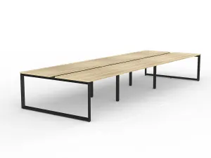 OL Anvil 6-User Double Sided Workspace – Oak Top with Black Frame thumbnail 2