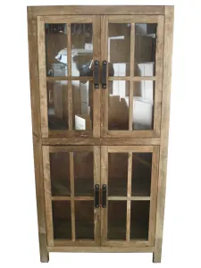 MF Recycled Elm Timber Cabinet with Glass Doors thumbnail 1
