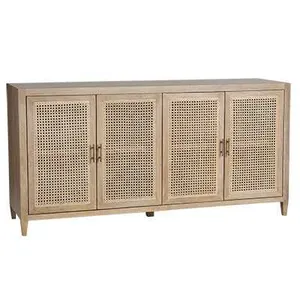 SH Pearl Harbour Solid Timber with Rattan 4 Door Buffet thumbnail 1