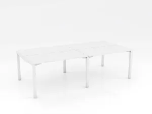 OL Axis Stretch Double Sided 4 Person Desk – White Top with White Frame thumbnail 6