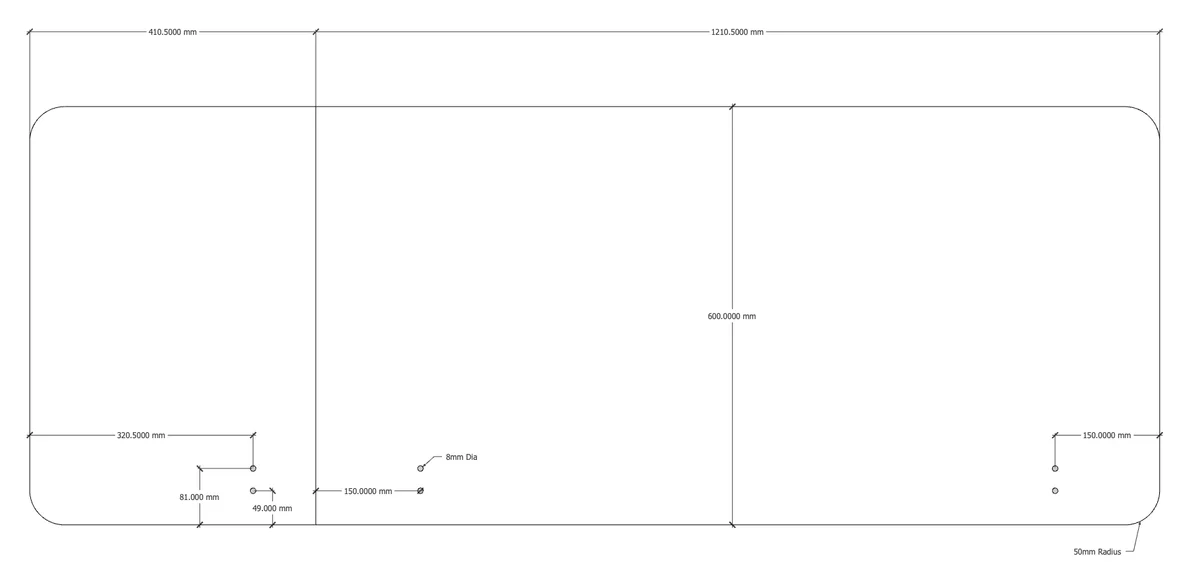 RL Acouline  Quarter Left End Wrap Screen for Workstation