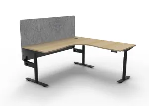 RL Halo Plus Height Adjustable Corner Workstation with Grey Eco Panel Screen thumbnail 2