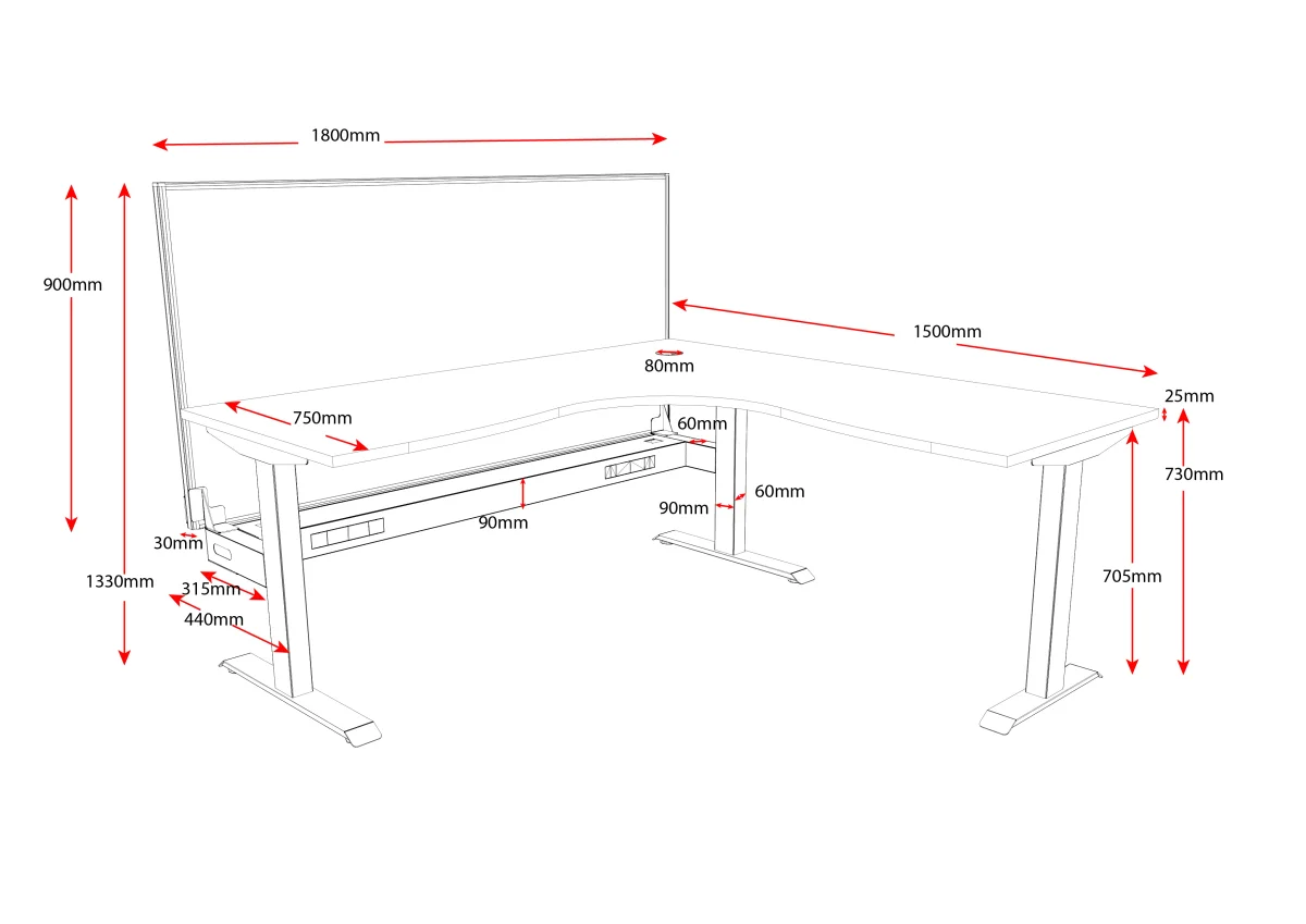 RL Boost Static Corner Desk with Eco Panel Screen
