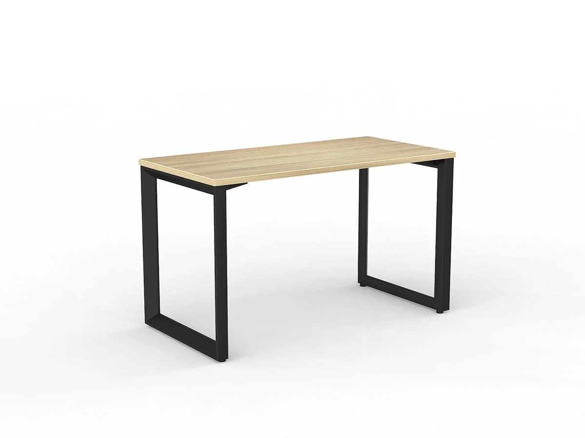 OL Anvil Straight Desk – Oak Top with White Frame