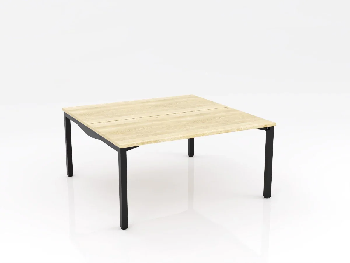 OL Axis Stretch Double Sided 2 User Desk – Oak Top with Black Frame