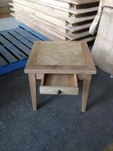 MF Queens Solid Timber Parquetry Top 1 Drawer Lamp Table thumbnail 5