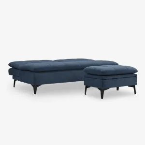 HE Sujana Fabric Upholstered 3 Seater Sofa Bed with Footstool thumbnail 2