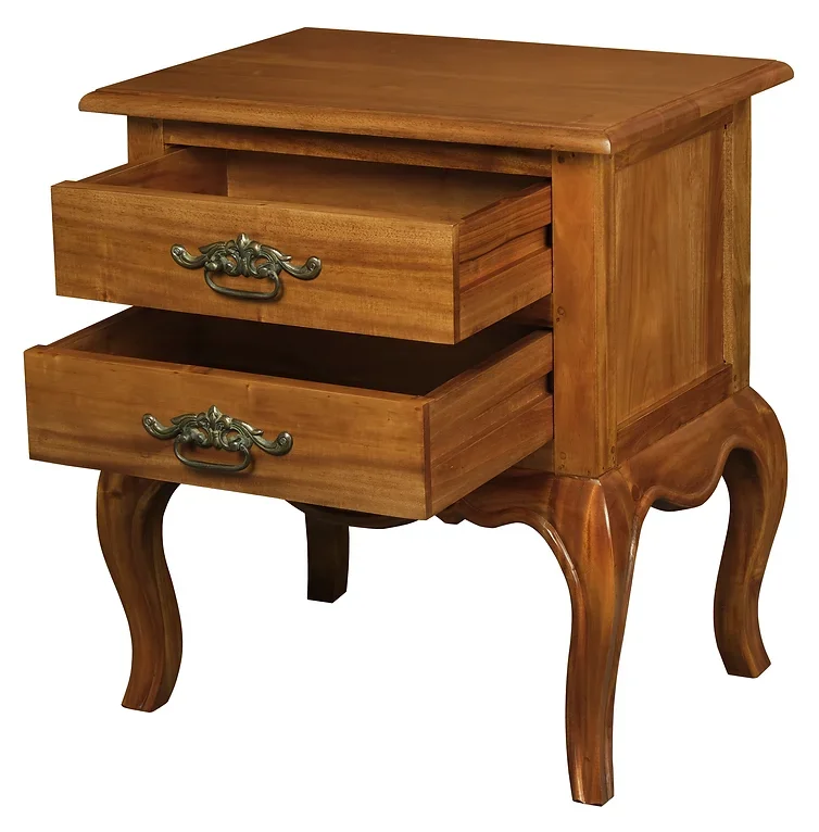 CT French Provincial Solid Timber 2 Drawer Lamp Table