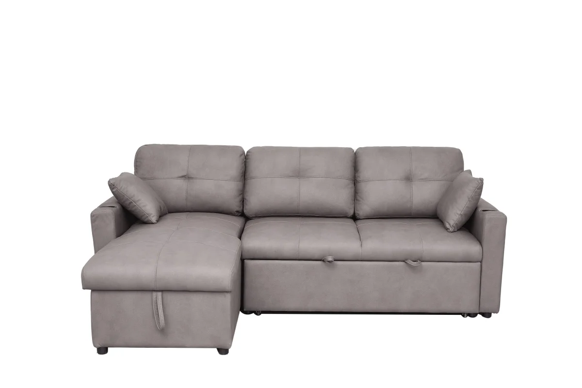BT Romy Fabric Upholstered 2 Seater Sofa Bed with Storage Chaise