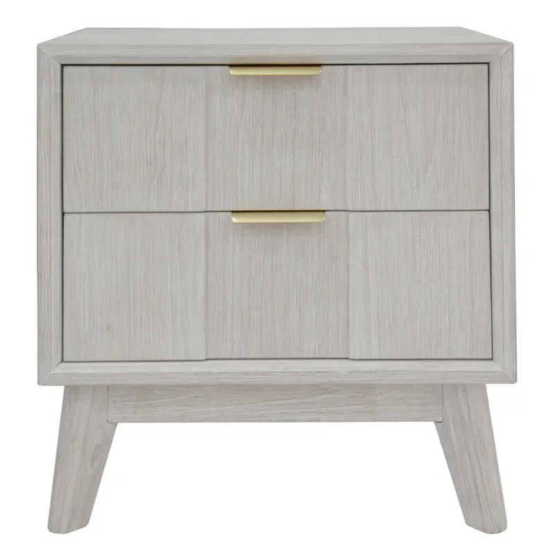 VI Alena Solid Timber 2 Drawer Bedside Table