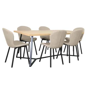 BT April Metal Leg Timber Veneer Top Dining Table with 6 Maya Chairs Set thumbnail 3