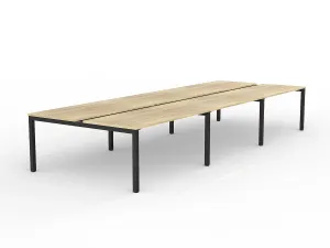 OL Axis 6-User Double Sided Workspace – Oak Top with Black Frame thumbnail 1