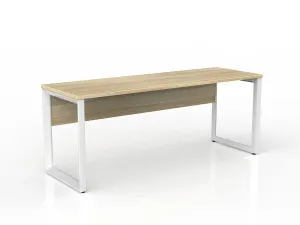 OL Anvil Straight Desk with Modesty – Oak Top with White Frame thumbnail 6