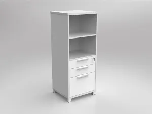 OL Axis Tower Bookcase Storage with 3 Lockable Drawers thumbnail 1