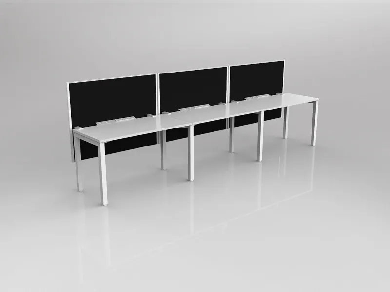OL Axis 3 User Single Sided Workstation with Hung Screen - Splice Fabric
