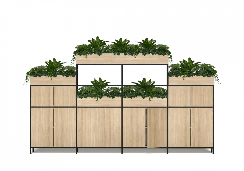OL Rhodes 12 Door 4 Bay Welded Storage with 18 Planter Box