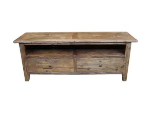 MF Parquetry Recycled Elm Timber 2 Drawer TV Unit thumbnail 1