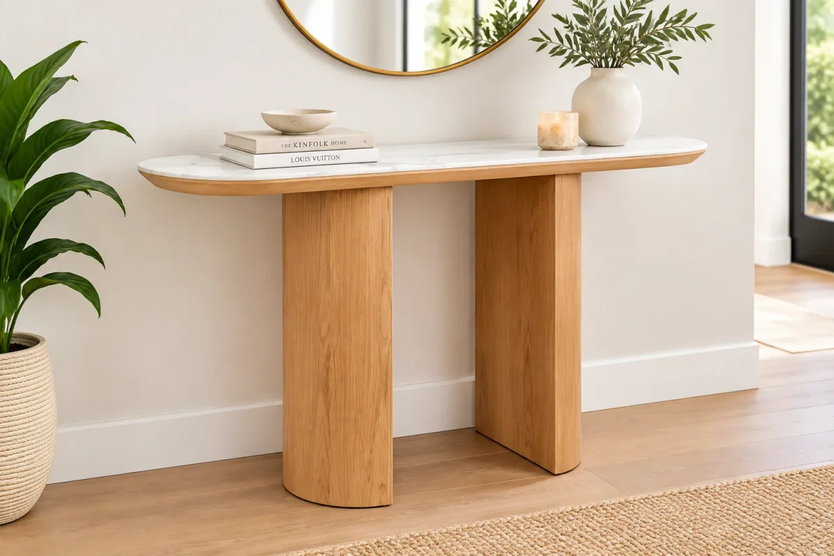 MD Calvin Solid Timber Base Ceramic Top Hall Table
