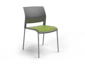 OL Game 4 Legs Upholstered Seat Visitor Stacking Chair - Charcoal Shell thumbnail 4