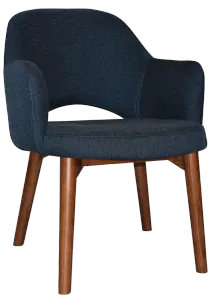 EZ Albury Solid Timber Walnut Stained Upholstered Hospitality Dining Armchair thumbnail 18