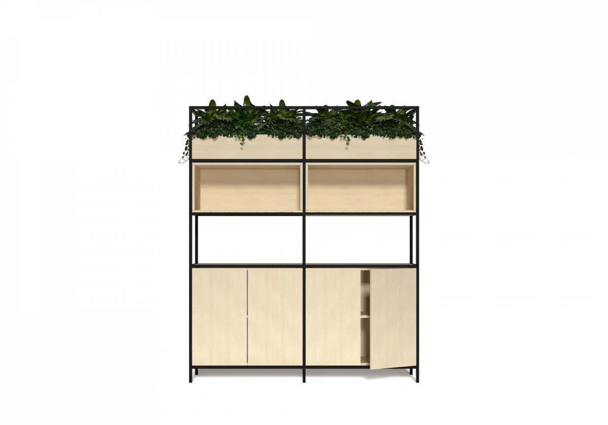 OL Rhodes 4 Door 2 Open Shelf Welded Storage with 6 Planter Box