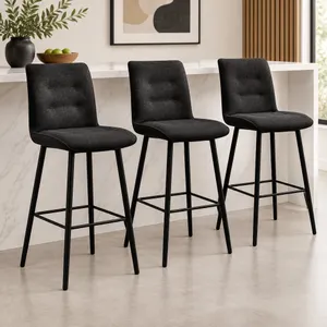 MD Poissy Fabric Upholstered Bar Stool - Midnight thumbnail 2