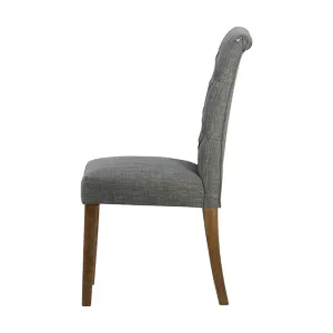 DA Grey Buttoned Back Fabric Upholstered Dining Chair Set of 2 thumbnail 7