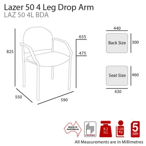 MA Lazer 50 Fabric Upholstered Stackable Drop Arm Visitor Chair thumbnail 2