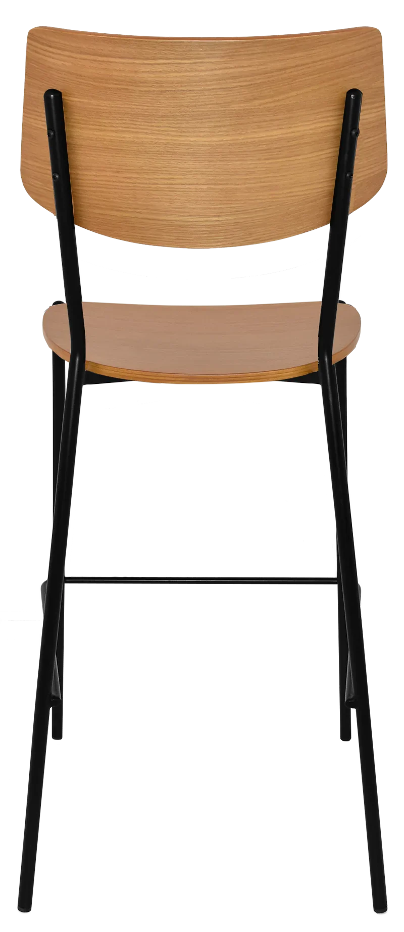 EZ Texas Black Metal Leg Barstool with Light Oak Veneer Back
