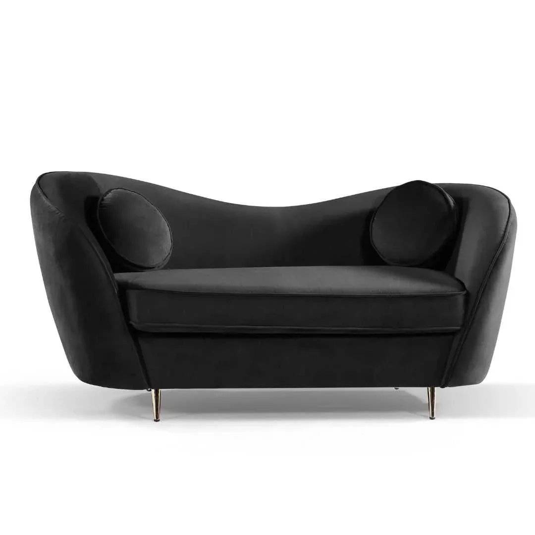 BT Claudia 2 Seater Sofa Grey, Black Velvet & White Bertoni Boucle