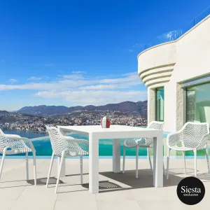 FL 5 Piece Vegas Hospitality Outdoor Extendable Dining Table with Air XL Armchair thumbnail 2