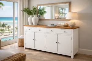 MF Lucia Oak Timber 2 Drawer 4 Door Buffet - 140cm Length thumbnail 2