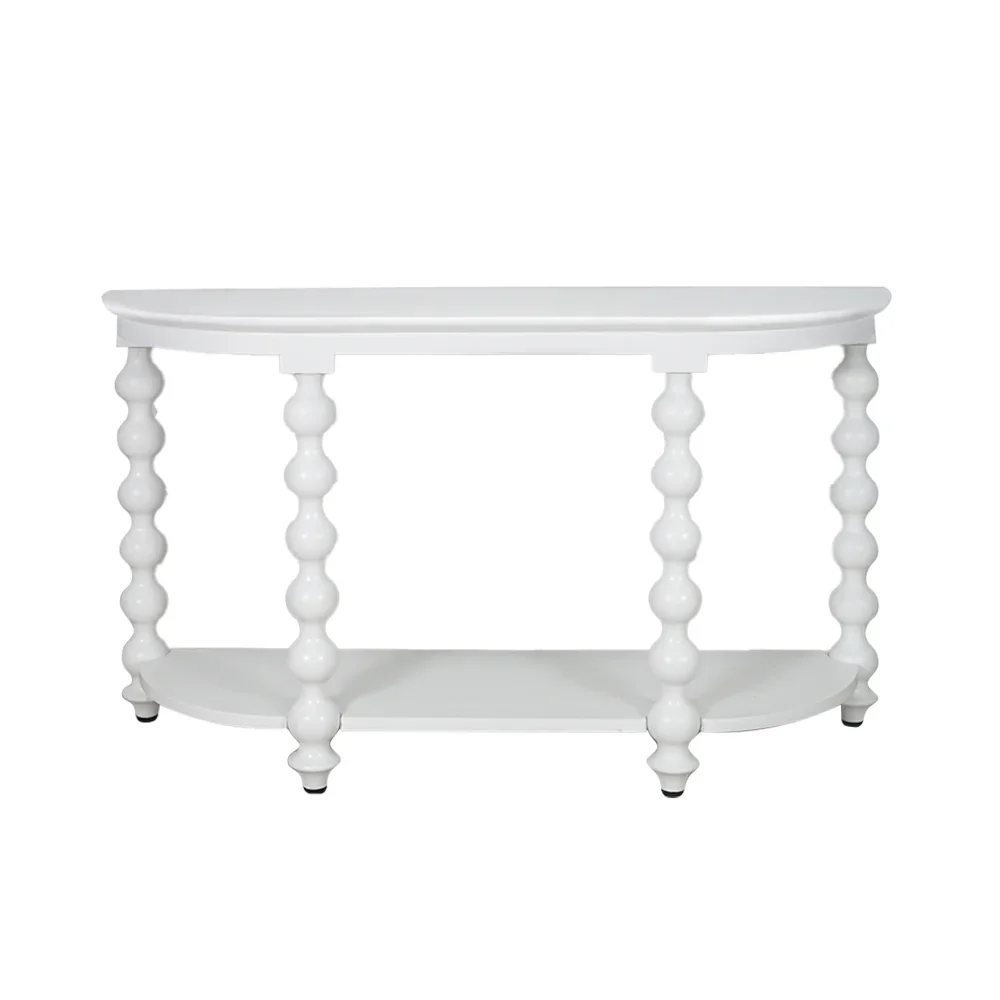 CR Carob Turned Leg Solid Timber Console Table with Shelf